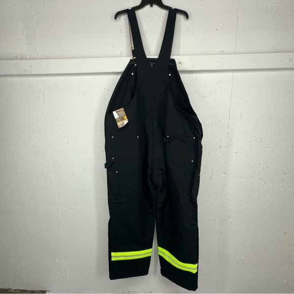 Carhartt Men’s size 54 x 32 Black Insulated Reflective Duck Bib Overalls NEW R02 - Picture 5 of 16
